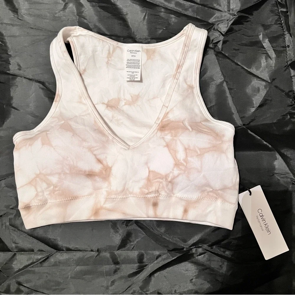 Calvin Klein Performance Tie-Dye Sports Bra in Nu Beige